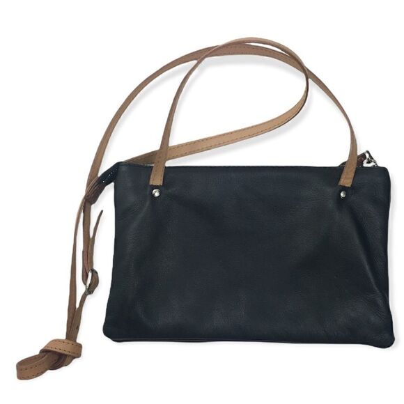 moscardini firenze Made In Italy Black And Brown Leather Crossbody Bag - Picture 5 of 5